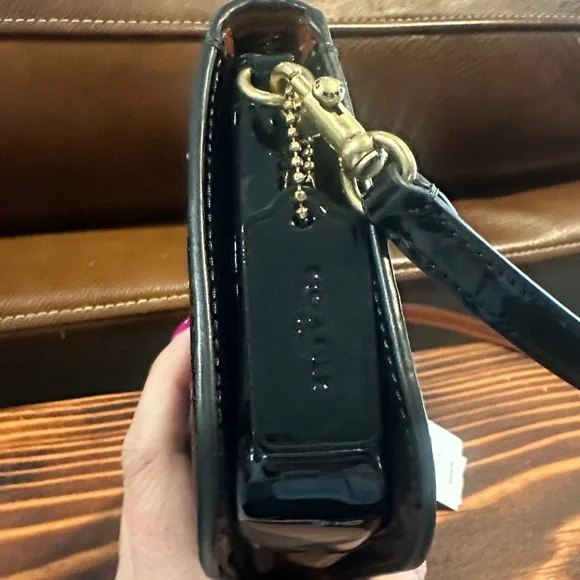 Coach Sig Pat Penn Black Embossed Shoulder Bag - Picture 4 of 10